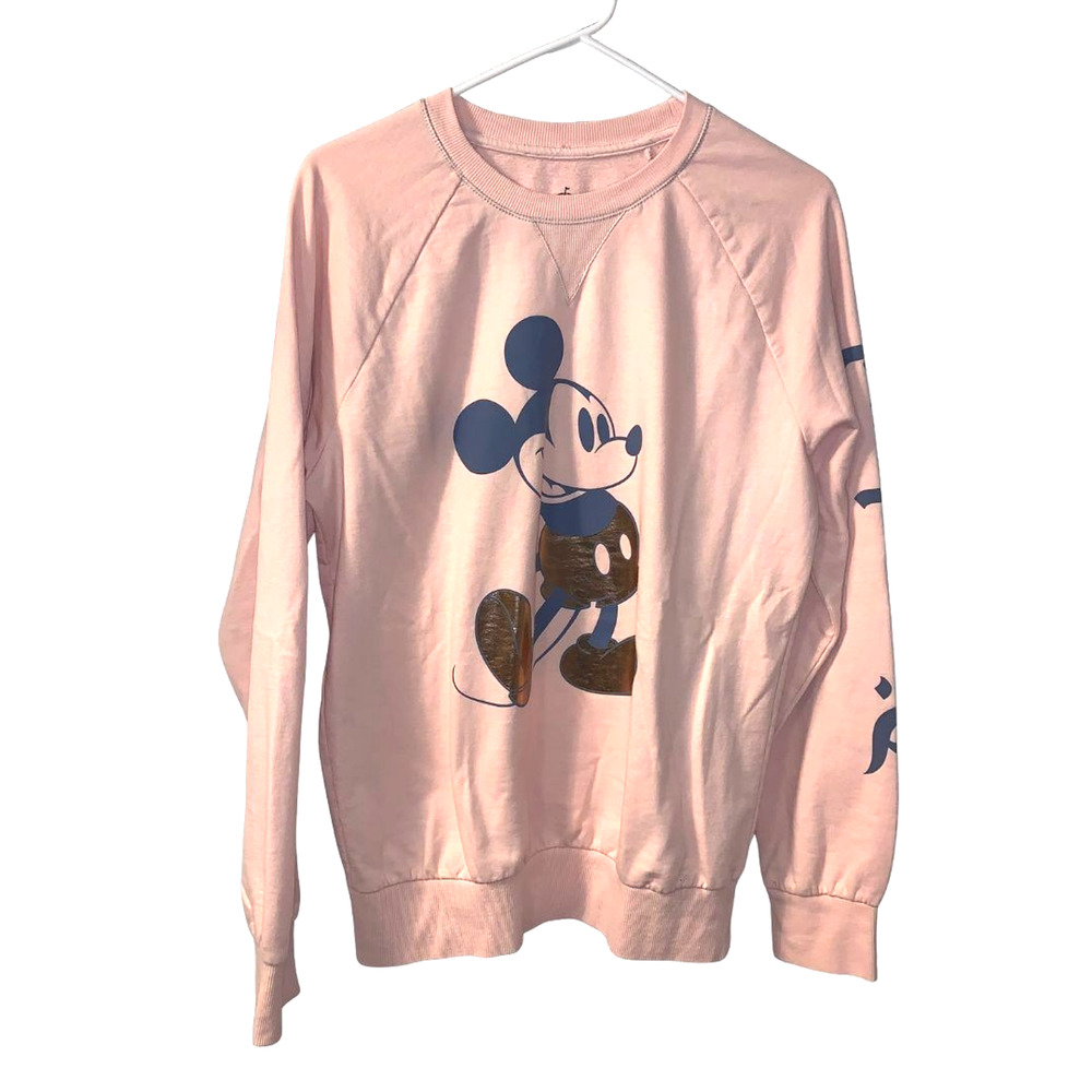 Disney Parks Mickey Mouse Disneyland Sweatshirt Adults Size S Pink Gold Foil